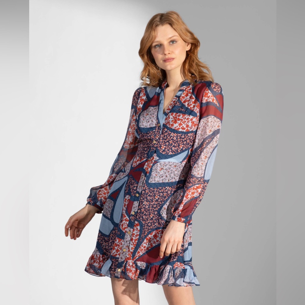 Shoshanna Tahoe Patchwork Print Ridge Dress